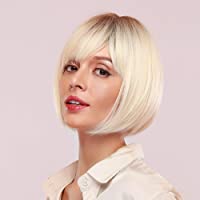 Pelucas Bob Recto-Corto con Flecos-Cosplay Pelucas Sintéticas para Todo Fiesta-Fashion Lleno Pelo de Resistente al Calor…